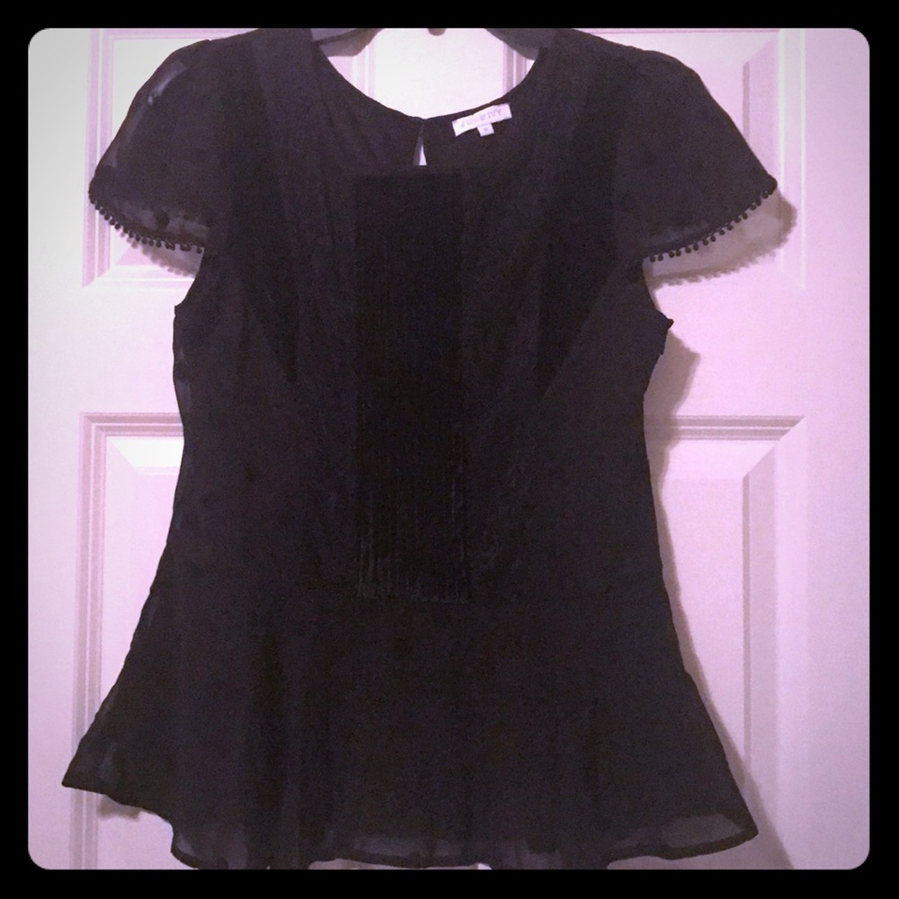 Velvet & lace burnout peplum blouse
